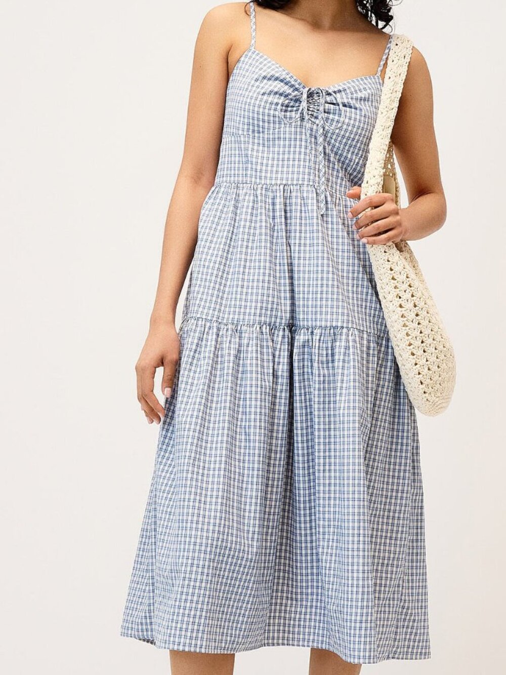 NWT Checkered poplin midi dress